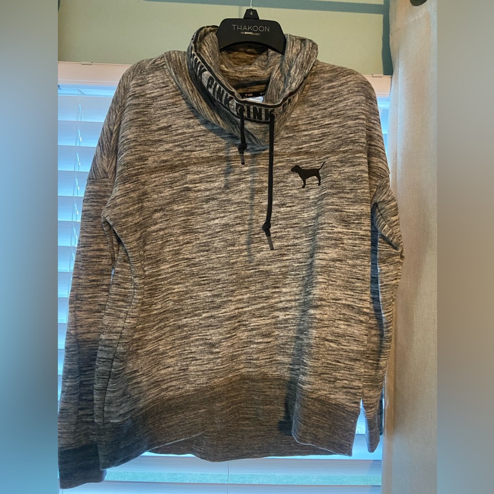 Pink Victoria's Secret Cowl Neck Hoodie Dog on Front Women's Sz. S/P